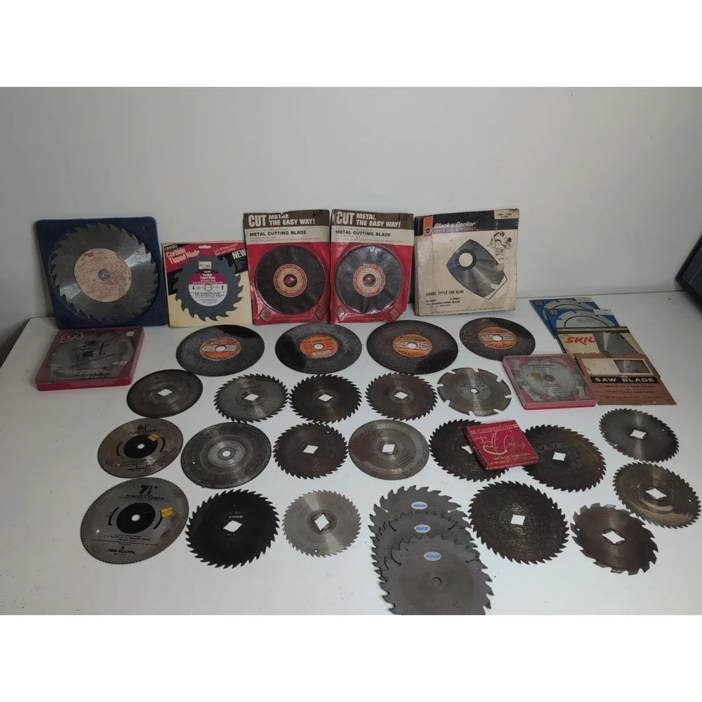Huge Log Of Vtg Circular Saw Blades (38) Craftsman Clipper Skil Fire-tooth More!